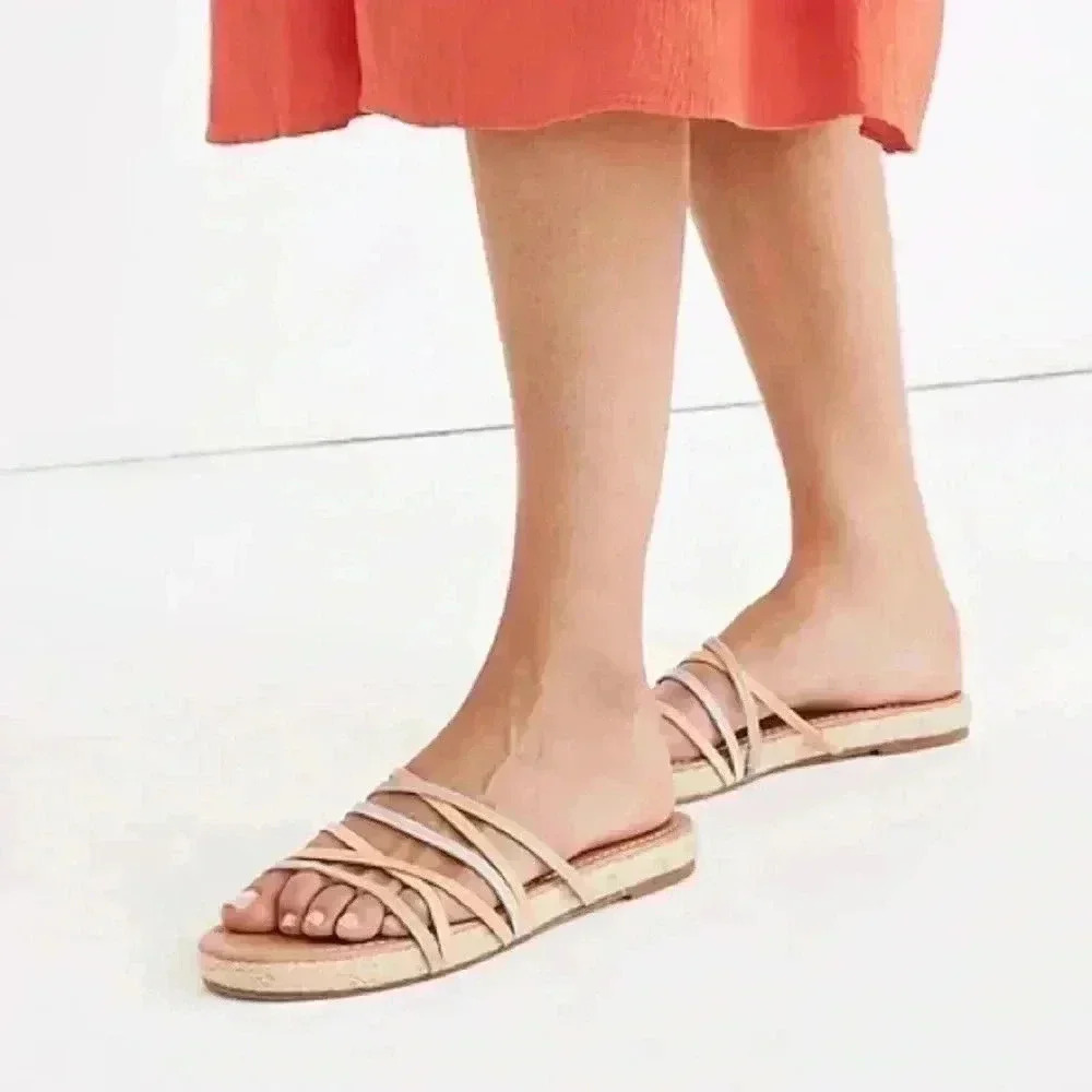 Madewell Kathryn Espadrille Slide Sandal Colorblock Snake Embossed Leather Sz 10
